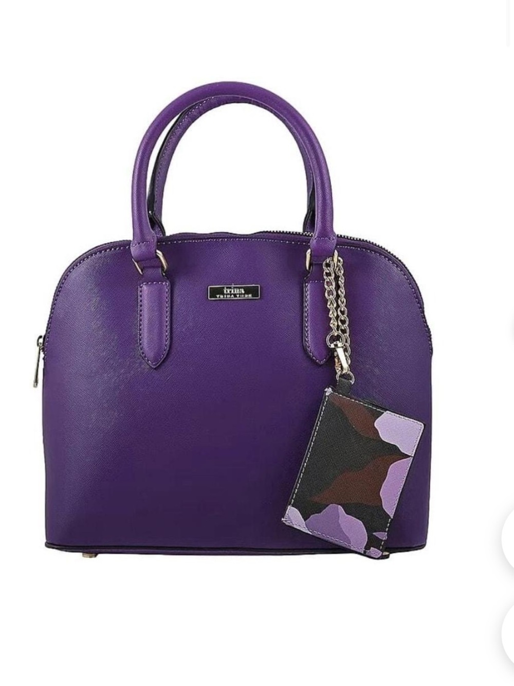 NWT Trina Turk Purple Dome Satchel with Card Holder Charm